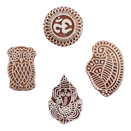 Set of 4 Piece New Mix Wooden Printing Blocks